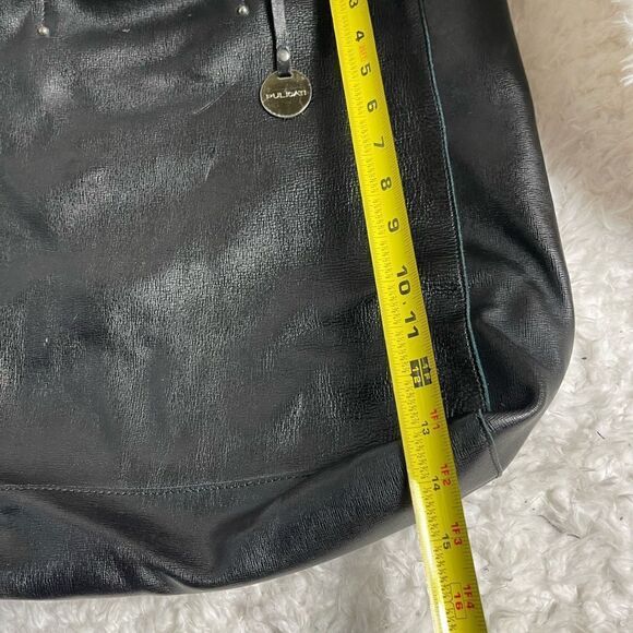 Pulicati made in Italy leather black extra large tote silver tone accent. - Picture 6 of 12